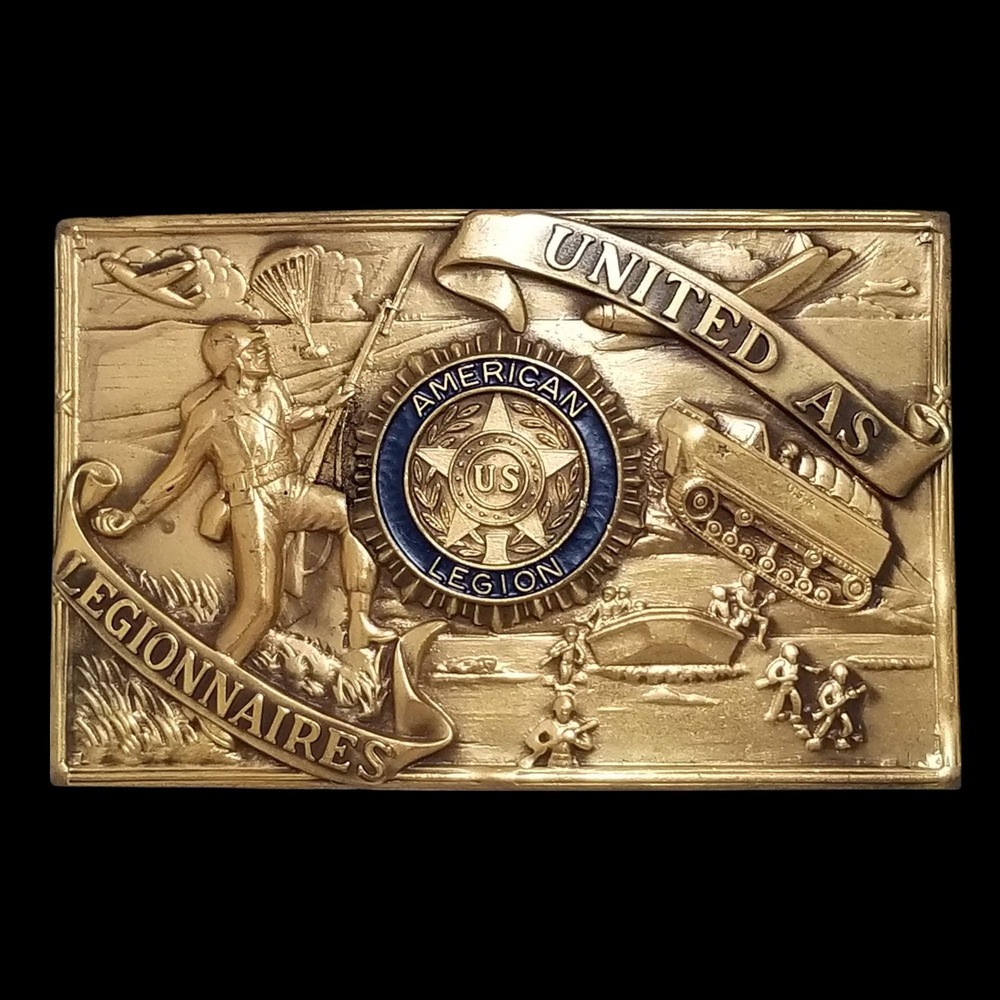American Legion Belt Buckle‎ United As Legionnaires Vintage Metal USA Made